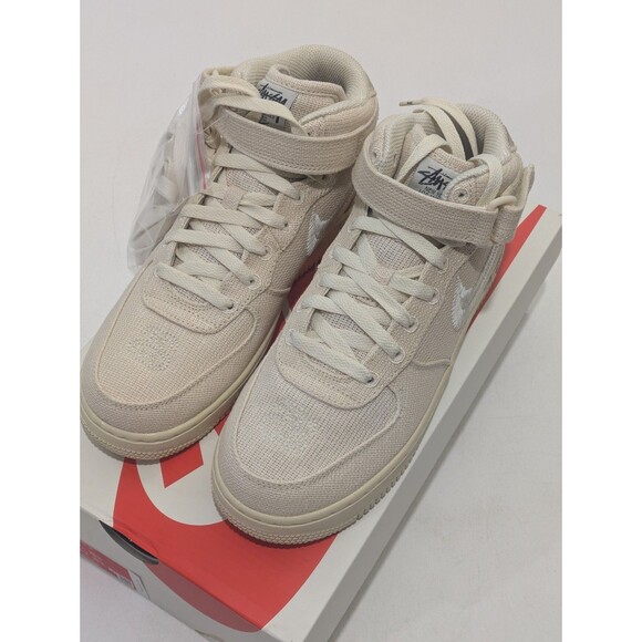 Nike Air Force 1 Mid SP Stussy Fossil Hemp DJ7841-200 Men’s 5.5 / Women’s 7 - Picture 3 of 10